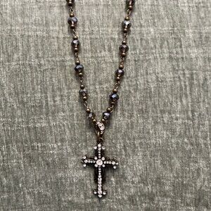 Elegant Crystal Cross Pendant Necklace